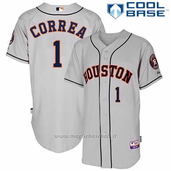 Maglia Baseball Uomo Houston Astros Carlos Correa Majestic Autentico Collezione Grigio Cool Base